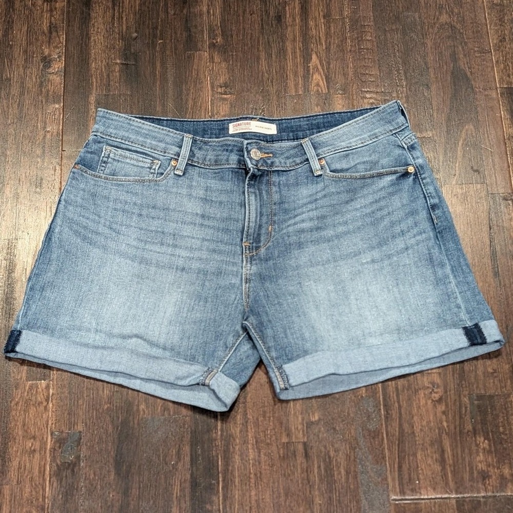 Levi Strauss & Co Jean 5" Shorts Womens 12 34x15 Blue Denim Mid-Rise Roll Cuff
